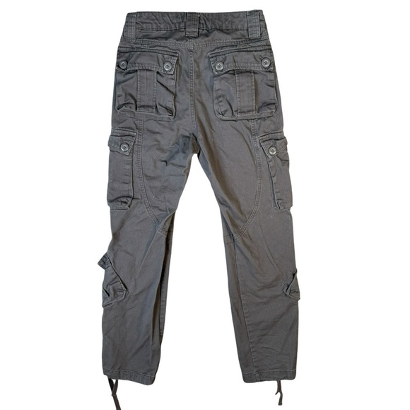 90's Style Match Gray Cargo Utility Pocketed Urban Cotton Pants - Picture 3 of 9